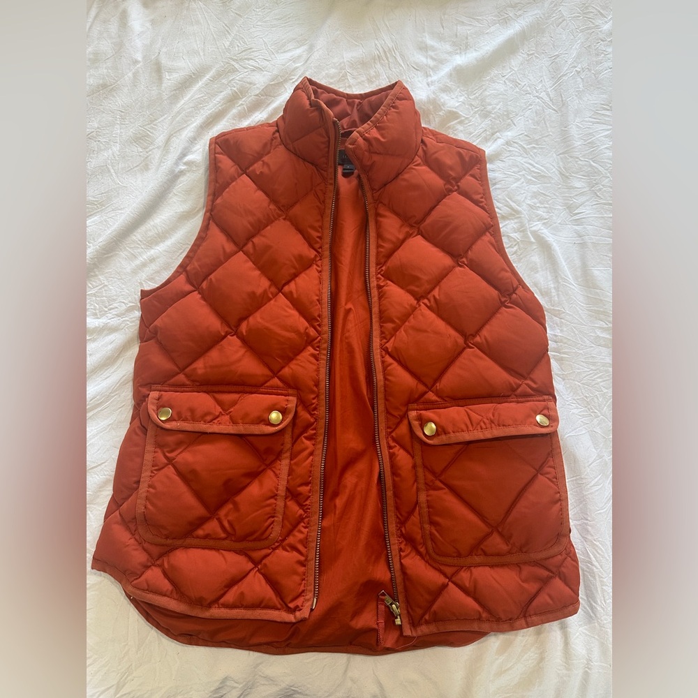 J. Crew Vibrant Orange Quilted Vest